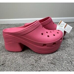 NWT Crocs Siren Clog Pink Crush Platform High Heel Women Size 12 Barbie Hot Pink